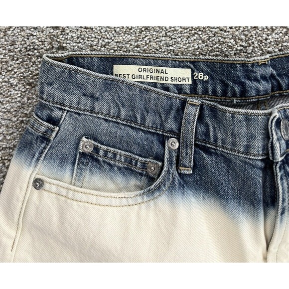 Gap Jean Shorts Womens 26P Blue indigo Dip Dye Best Girlfriend Rolled Hem Cotton - Picture 3 of 13